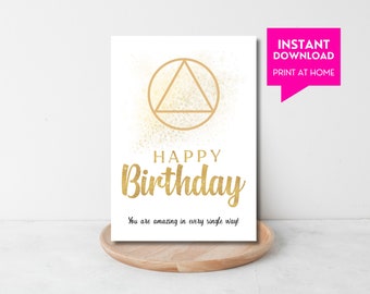 Sober Birthday Card, Soberversary, Digital Sobriety Anniversary Card, Narcotics Alcoholics Anonymous, AA NA Al Anon Sponsor, Recovery Gift