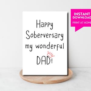 Gelukkige nuchtere vader, nuchtere verjaardag vader, digitale en afdrukbare kaart 5 x 7, AA verslaving herstel verjaardag, nuchterheid ondersteuning cadeau vader