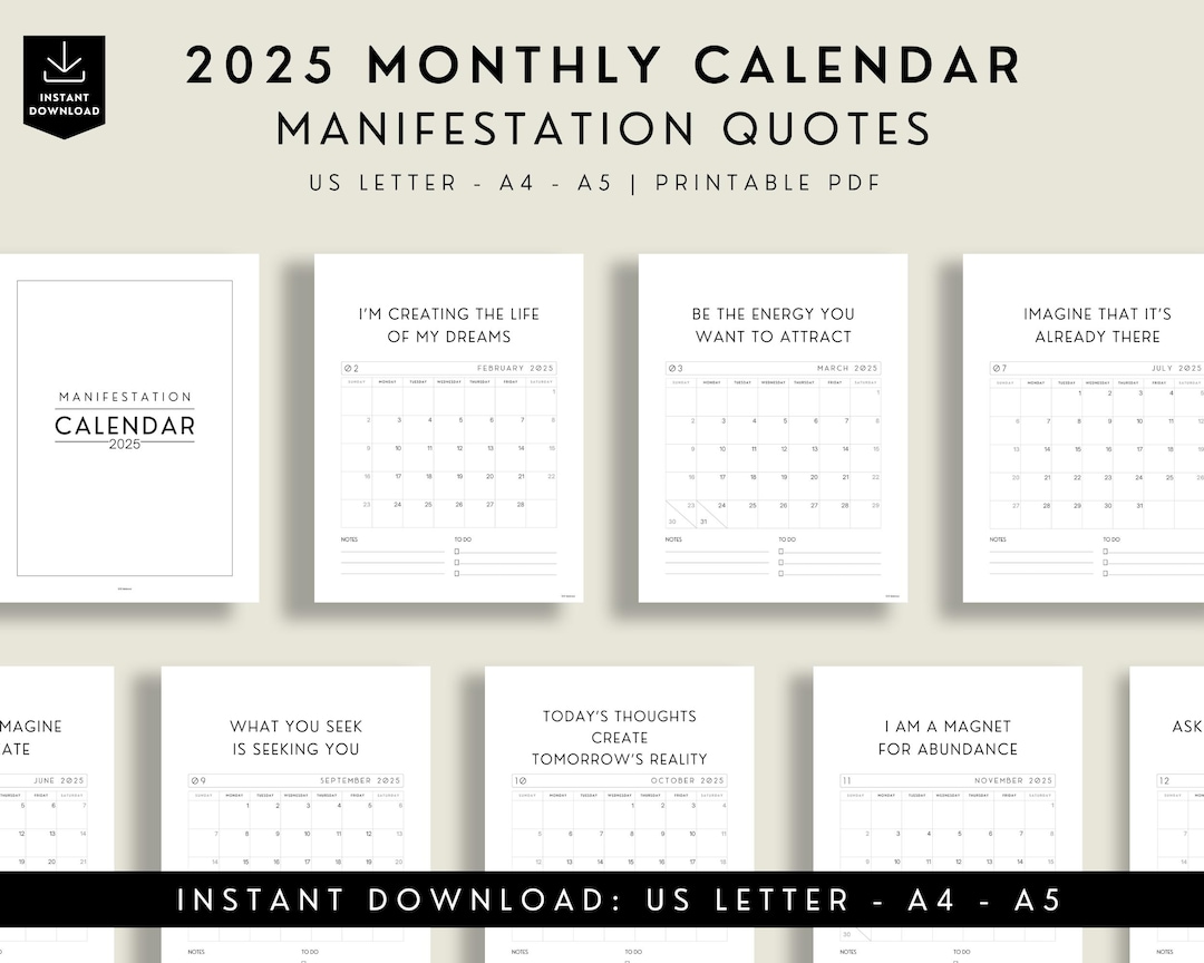 manifestation-quotes-printable-monthly-calendar-2025-modern-font-minimalist-planner-law-of-attraction-motivational-gift-for-him-her-etsy