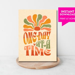 Cartão One Day At A Time, Cartão de Recuperação AA NA Al Anon para Impressão, Recuperação de Dependência Química e Suporte à Sobriedade, Presente Motivacional para Homens e Mulheres