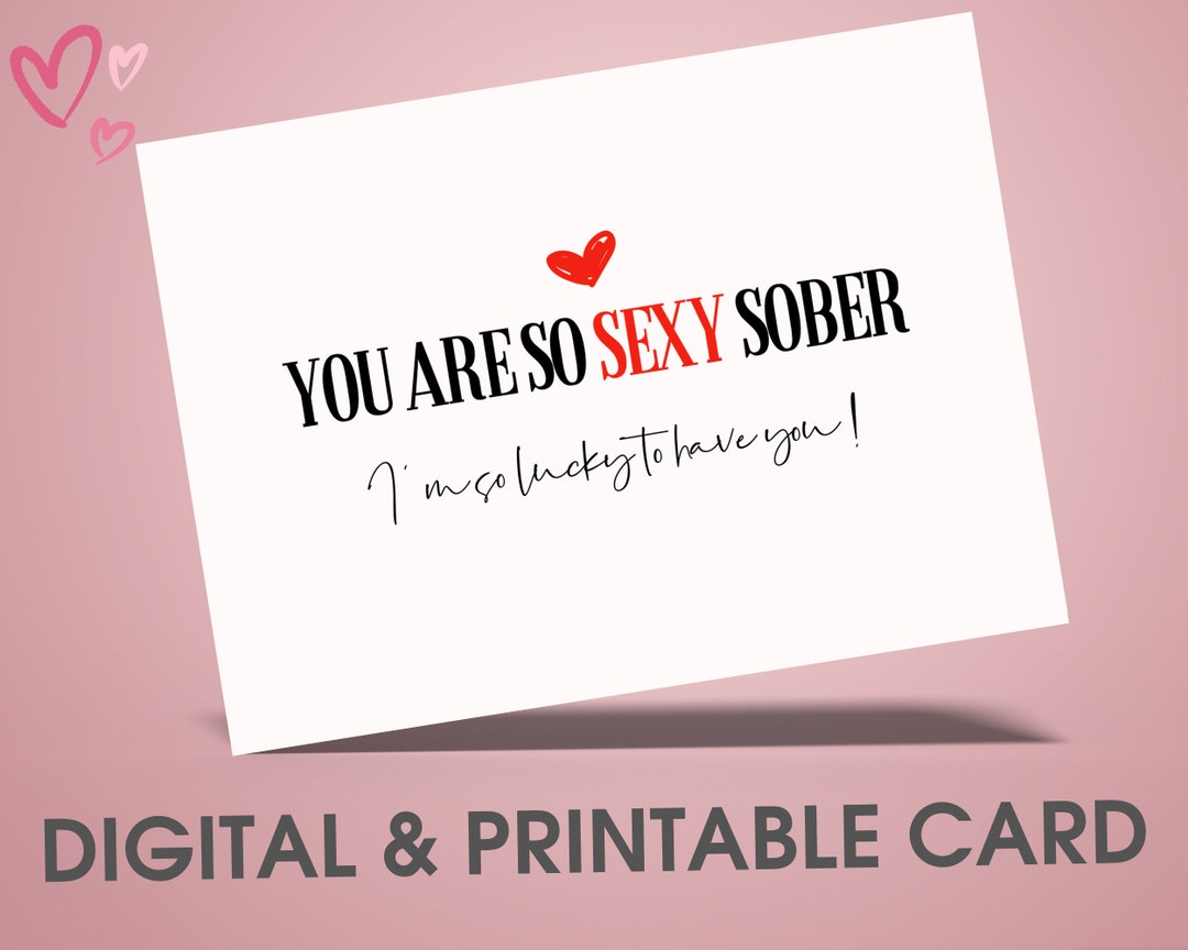 Printable Sobriety Valentine's Card, Minimalist Romantic Greeting for ...