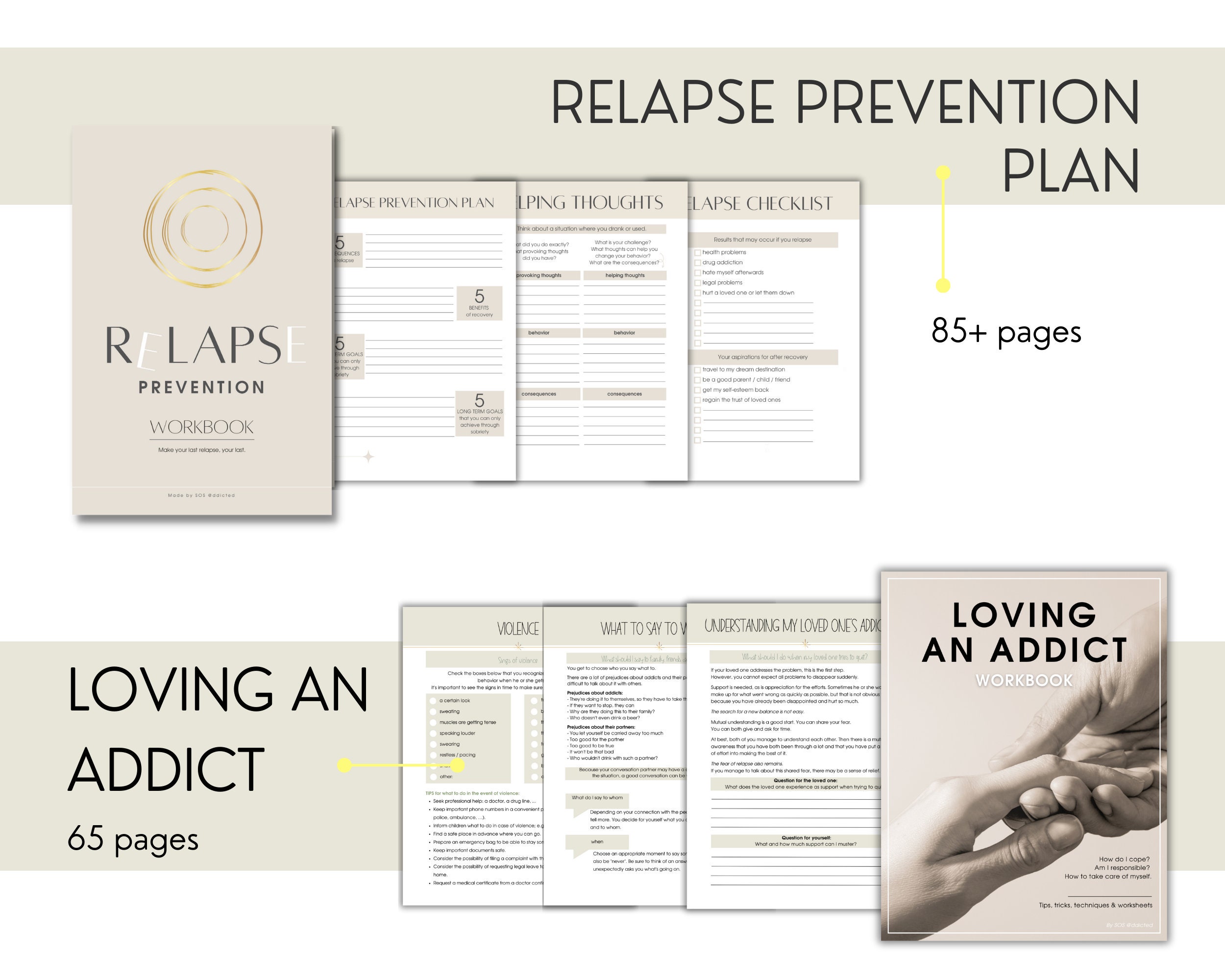 Relapse Prevention Plan & Loving an Addict Workbook, Addiction Recovery ...