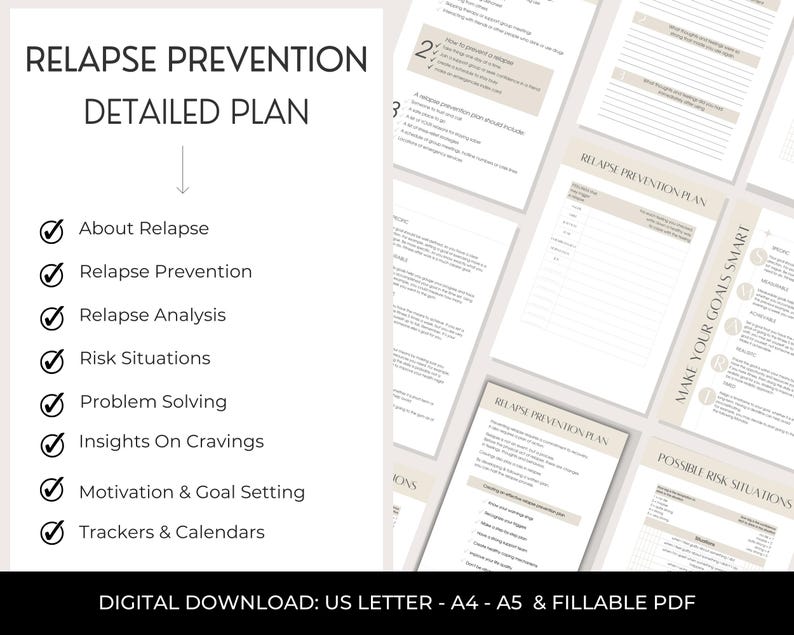 Sobriety Journal and Relapse Prevention Plan, Recovery Therapy ...