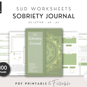 Sobriety Journal, Addiction Recovery Worksheets, Relapse Prevention, Substance Use Treatment, Sober Planners Trackers, Sobriety Gift Women