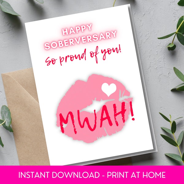 Happy Soberversary Card for Sobriety Anniversary, Digital & Printable PDF Template, 5x7, Birthday Recovery Support and Encouragement