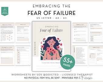 Fear of Failure Workbook, Printable Self Help Resource, Overcome Perfectionism & Build Confidence, Mental Health PDF, Therapy Worksheets
