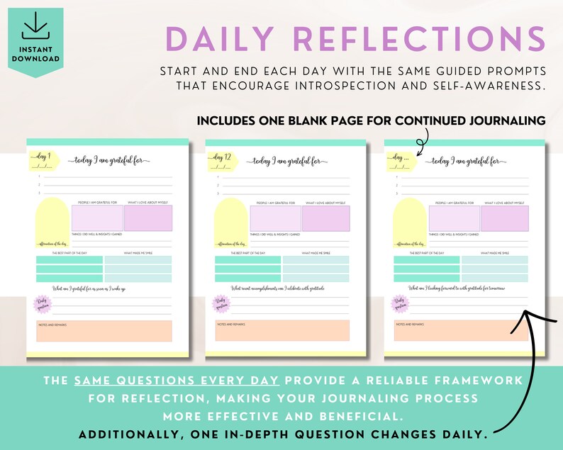 grateful AF guided gratitude journal, printable