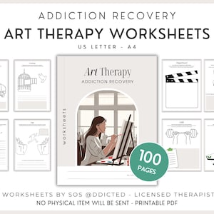 Art Therapy Worksheets for Addiction Recovery - Printable Substance Use Treatment - Creative Therapy Exercises - Counselor Resources & Tools