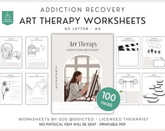 Hojas de trabajo de arteterapia para la recuperación de adicciones - Tratamiento imprimible para el consumo de sustancias - Ejercicios de terapia creativa - Recursos y herramientas para consejeros