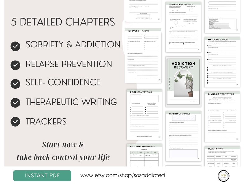 Addiction Recovery Workbook: 85 Worksheets and Trackers, Coping Skills, Relapse Prevention & Sobriety Journal PDF image 5