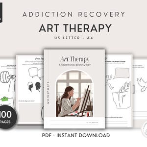 Arteterapia para la recuperación de adicciones, cuaderno de ejercicios imprimible, hoja de trabajo para terapeutas de AUD, indicaciones y herramientas para consejeros de SUD, regalo para la sobriedad, apoyo para la sobriedad