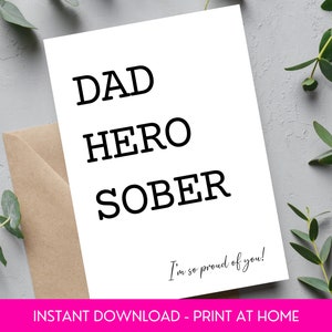 Soberheidskaart voor papa, steun nuchtere vader, ik ben zo trots op je, digitale en afdrukbare pdf-sjabloon, 5 x 7, AA Addiction Recovery-jubileum