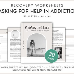 Printable Addiction Recovery Worksheets - Asking for Help Workbook PDF - Self Help Addict Support - Therapy & Counseling Tool for Sobriety