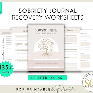 Sobriety Journal, Addiction Recovery Therapy Worksheets, Relapse Prevention Plan, Substance Use Disorder Workbook, Printable Sober Planner