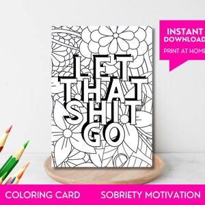 Cartão motivacional para colorir, cartão de recuperação, cartão floral 5x7 para impressão, presente para mulheres e homens, cartão de felicitações para colorir para adultos com afirmação