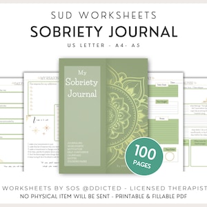 Sobriety Journal & Recovery Worksheets – Digital PDF Self-Help Planner, Substance Use Therapy Resources, Counselor Tools, Relapse Prevention