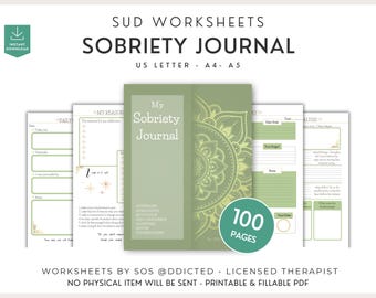 DIARIO DE SOBRIEDAD pdf imprimible, recuperación de adicción, regalo de sobriedad, regalo de recuperación, diario de adicción, citas