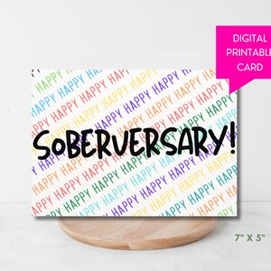 Biglietto di auguri per l'anniversario della sobrietà, anniversario di sobrietà, compleanno per chi ha bisogno di recupero dalla dipendenza, download digitale, regalo colorato per uomini e donne per la sobrietà