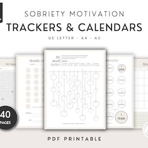 Soberheid Tracker Planner Kalenders, dagelijkse motivatie, zelfhulp verslaving overwinnen, waterinname alcohol, mijlpalen uitdagen, nuchter cadeau