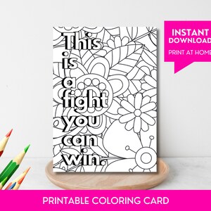 Afdrukbare herstelkaart, kleurkaart, 5 x 7 bloemenkaart, bewustzijnscadeau voor vrouwen, affirmatie kleurplaat volwassenen, pdf direct download