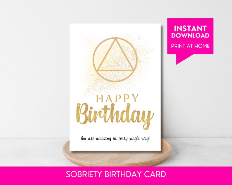 Printable Sobriety Birthday Card, Addiction Recovery Anniversary Card ...