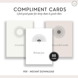 Cartes de compliment NUMÉRIQUES, outil pour conseiller en activités de thérapie de groupe, soleil bohème, amorce de conversation, style bohème, cadeau confiance femme