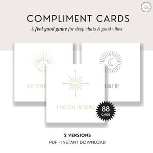 Cartes de compliment NUMÉRIQUES, jeu d'activité de thérapie de groupe, outil pour moniteur, jeu de conversation, style bohème bohème, petit cadeau de soutien pour femme