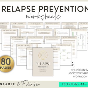 Relapse Prevention Plan Worksheets, Addiction Recovery Counselor Forms ...