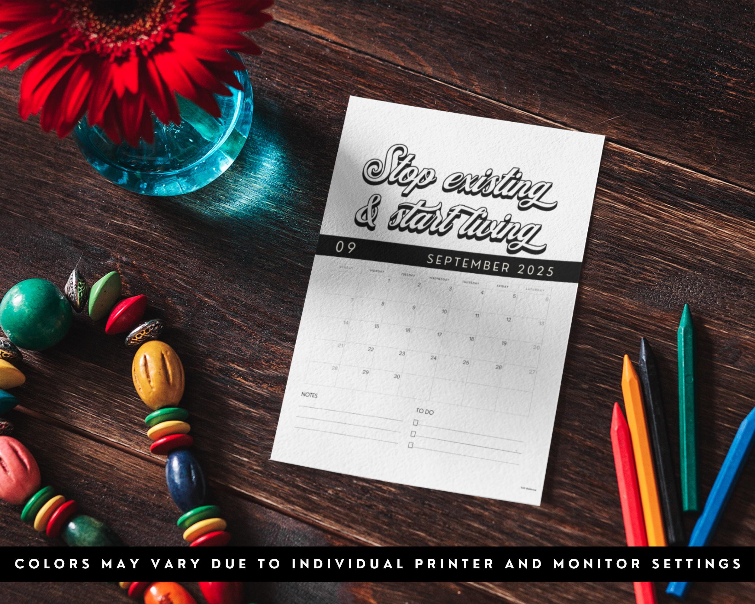 Sobriety Quotes 2025 Calendar, Printable Monthly Wall Planner Modern