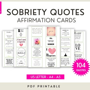 Sobriety Quotes, Printable Affirmation Cards For Addiction Recovery Daily Motivation, Instant Download , AA Gift For Women And Sober Support