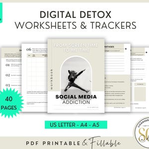 Digital Detox Workbook Social Media Addiction, Printable Therapy Worksheets, Smartphone Screen Time Control, Personal Use And Counselor Gift
