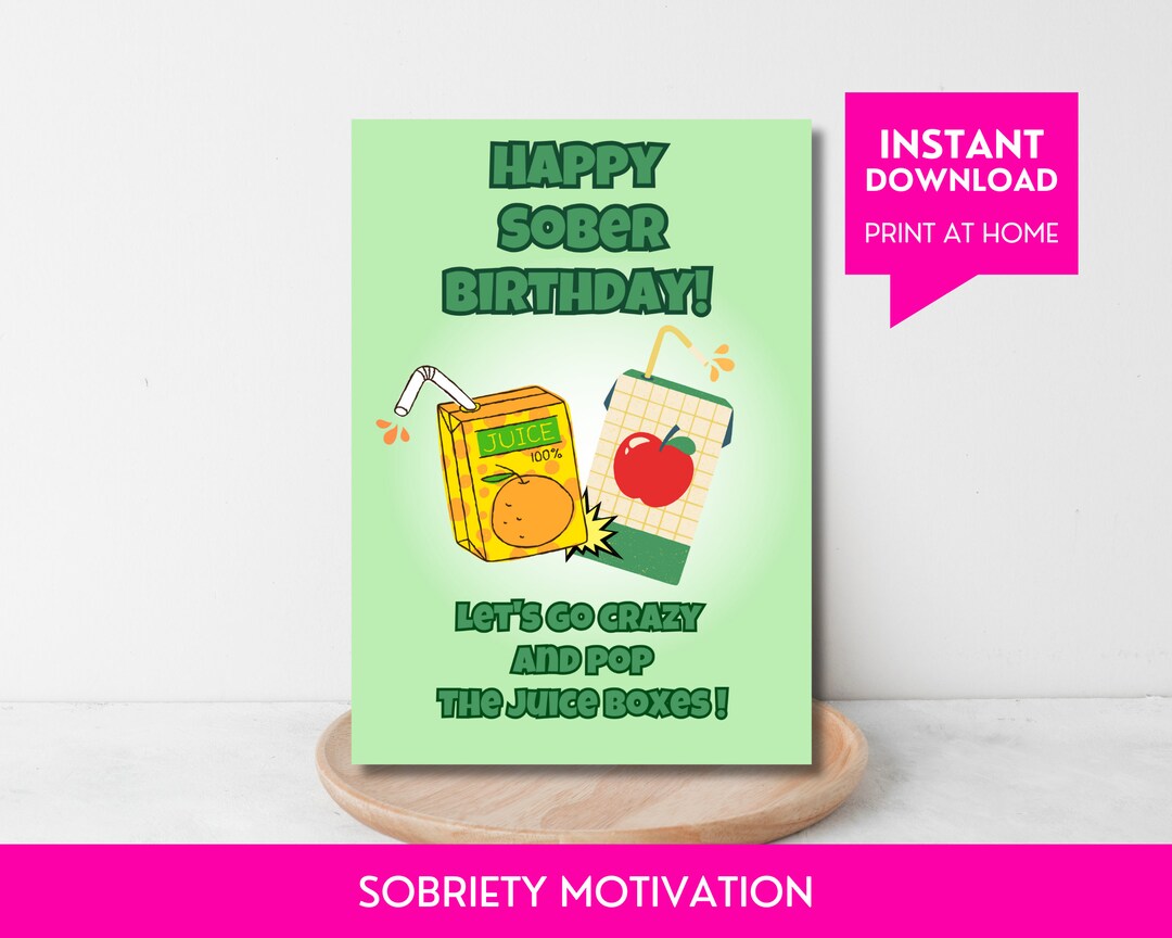 Sobriety Birthday Card, Addiction Recovery Anniversary Printable Card ...