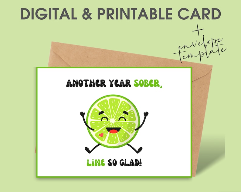 Sobriety Card Printable, Recovery Instant Download, Soberversary, Sober ...