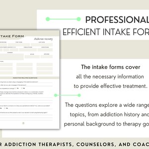 Addiction Recovery Counselor Intake Form, Addiction Screening, Fillable ...