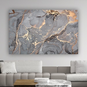 marble Canvas Decor, Modern Artwork, Marble Wall Art Canvas, grey and gold Canvas Print, Luxury Wall Decor, Abstract Canvas