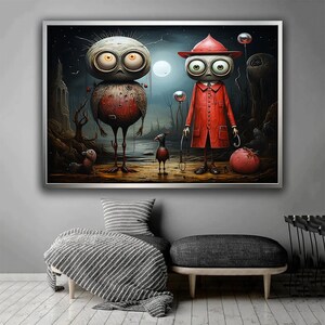 Funny owl wall art, owl in a dress wall poster, kids room wall art, owl in a red dress decor