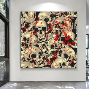 Skull canvas, iaskeleton art, skulls painting