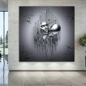 Bronze Glitter Leinwanddruck, 3D-Effekt, Liebespaar, 3D Bild, Bronzebild