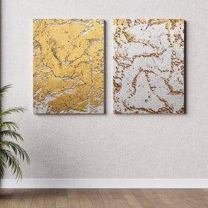 abstract canvas painting, gold and white canvas print, modern abstract wall decor,tree pattern abstract painting