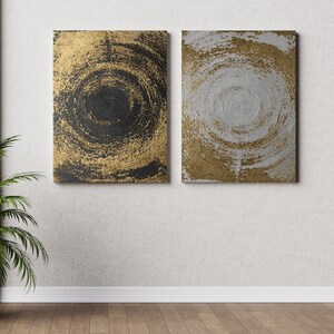abstract canvas painting, gold and black canvas print, modern abstract wall decor,tree pattern abstract painting