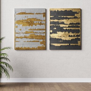 abstract canvas painting, gold and black canvas print, modern abstract wall decor,tree pattern abstract painting