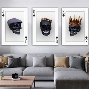 skull playing card canvas, casino 3 edition, playing card canvas, poker cards wall cards, planning design canvas print