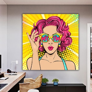 Pop Art Wall Art, Comic Pop Art, Woman WOW, Omg Shock Comic Style, Canvas Print Decor, Woman Wall Art, Lip Wall Decor, POP ART Print,