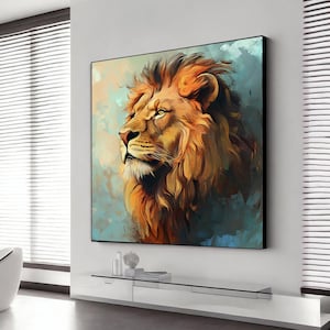 Lion canvas wall art - Lion Painting - Fashion Print - Canvas Art - Lion Portrait - Fashion Art - Contemporary - Animal Art
