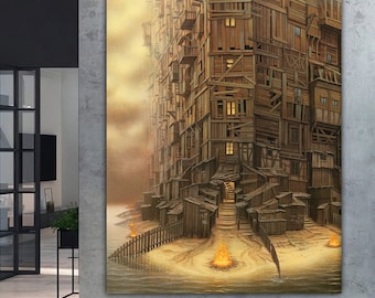 Surrealism canvas painting , Surreal art wall decor , surreal canvas print , artistic canvas painting , ready to hang product