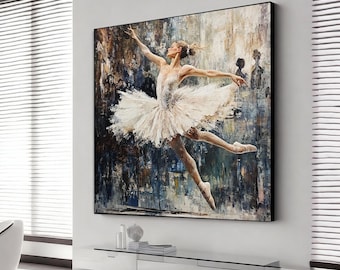 Abstract Ballet Dancing Girl Painting On Canvas Girl With Ballet Laces Wall Art Artistic Wall Decor Living Room Decor, ballet art