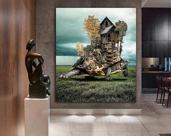 Surrealism canvas painting , Surreal art wall decor , surreal canvas print , artistic canvas painting , ready to hang product