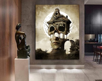 Surrealism canvas painting , Surreal art wall decor , surreal canvas print , artistic canvas painting , ready to hang product