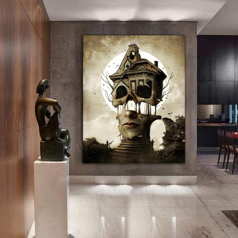 Surrealism canvas painting , Surreal art wall decor , surreal canvas print , artistic canvas painting , ready to hang product image 1