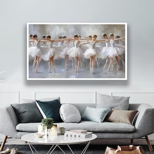 Canvaskunst ballerina's, canvas schilderij ballerina, mooie vrouwen danseres muurdecoratie, muurkunst muziekkamer afbeelding 4